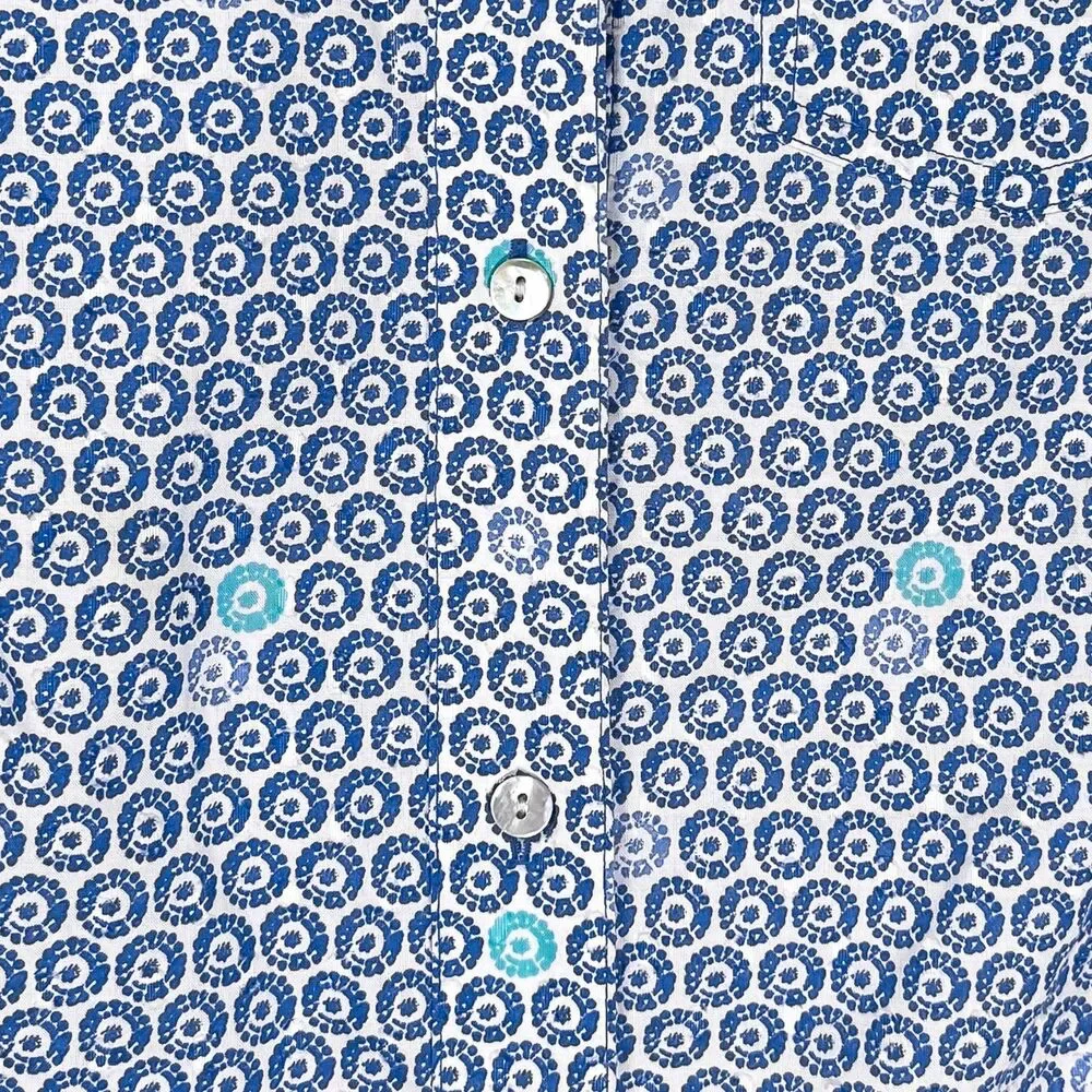 Vineyard Vines Women's Shirt Button Up Blue White Textured Dot Preppy Top Size 4